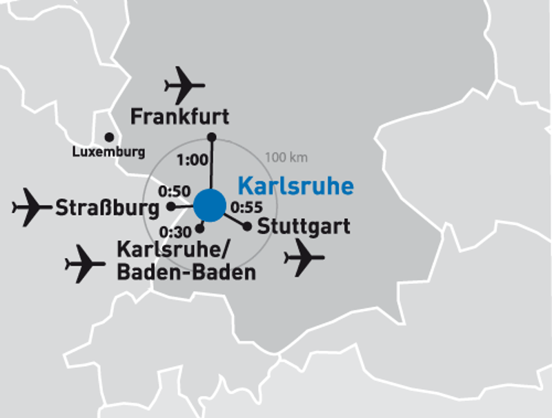 Flughafen Umgebung Karlsruhe Lageplan der Flughäfen in der Karlsruher Umgebung